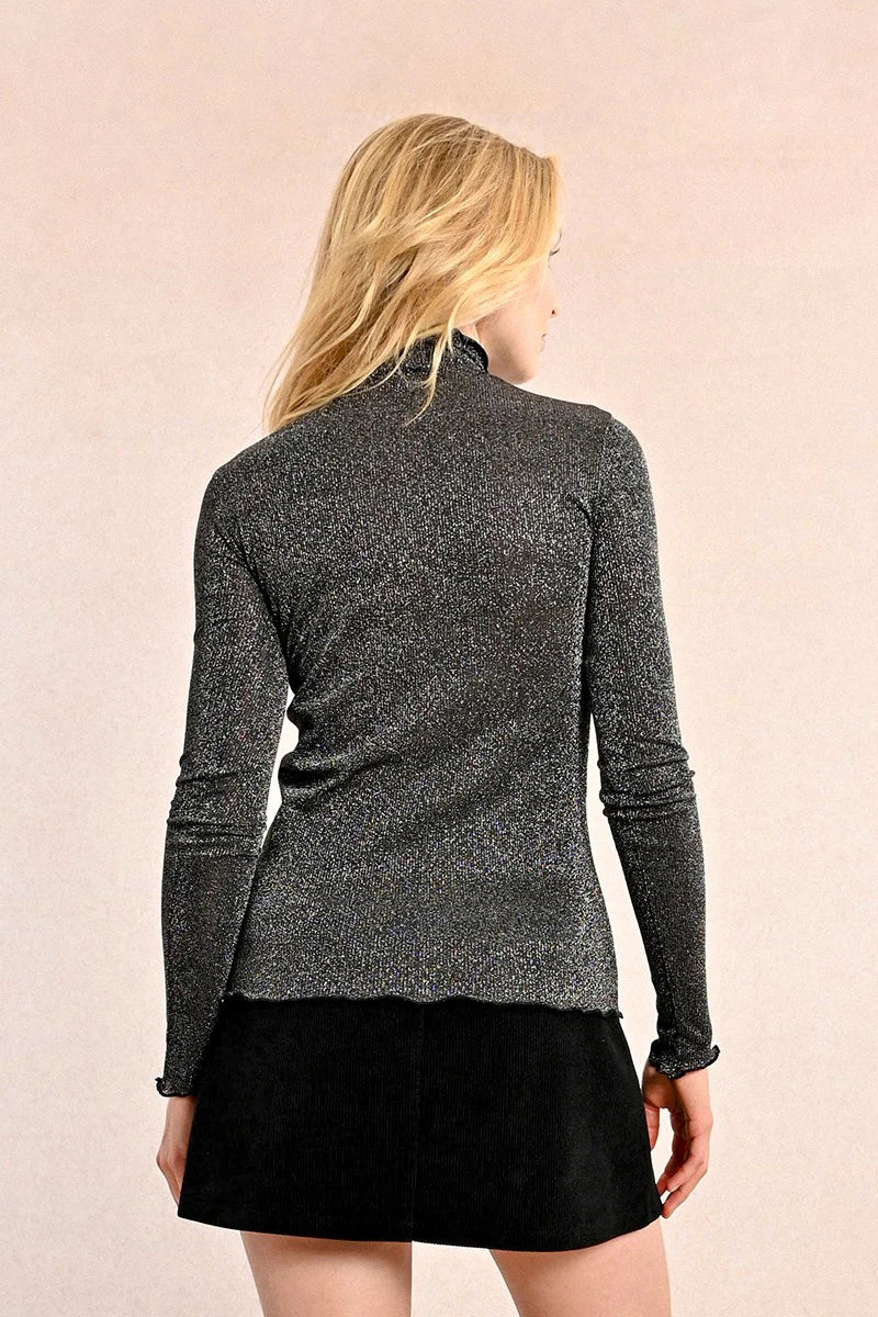 Fitted Ribbed Turtleneck - Black