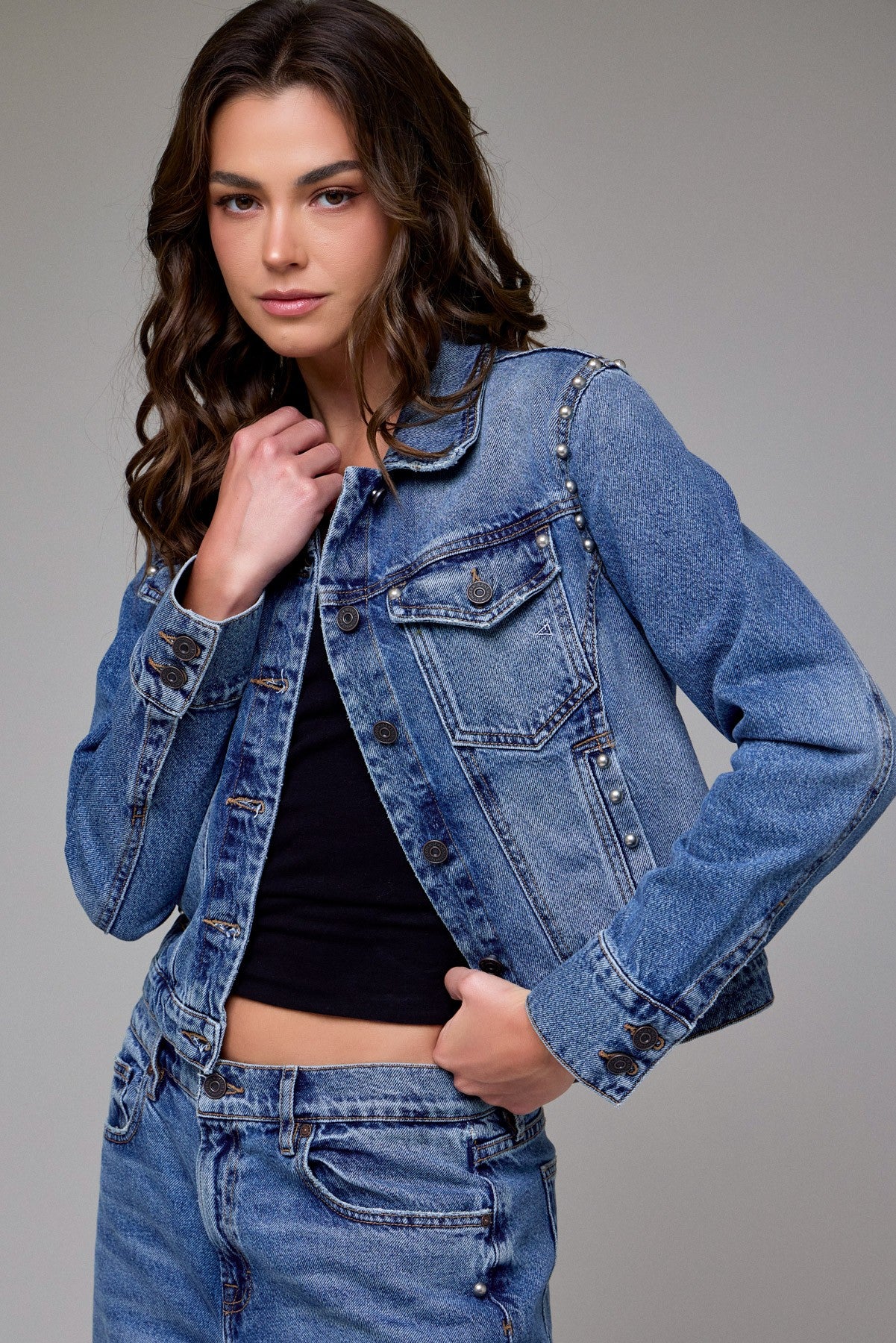 Pearl Embellished Trucker Jacket