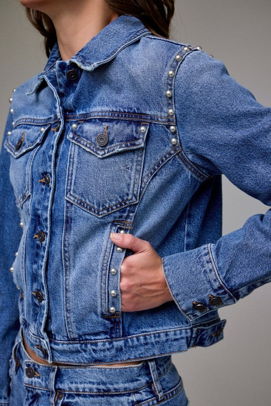 Pearl Embellished Trucker Jacket
