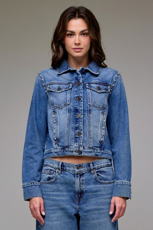 Pearl Embellished Trucker Jacket