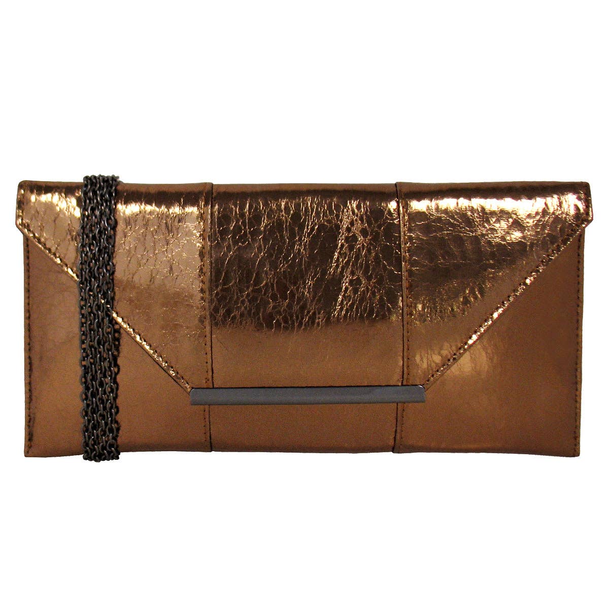 Crushed Metallic Evening Clutch: BRONZE
