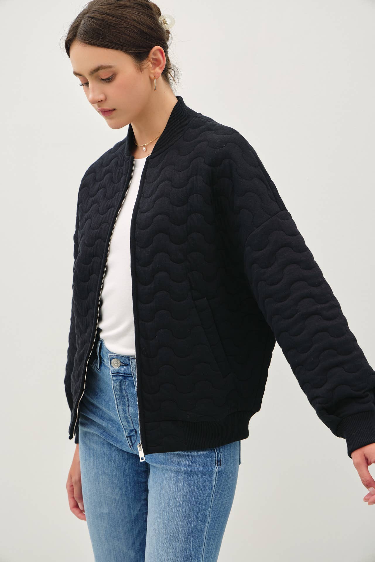 Comfy Wave Quilted Bomber Jacket