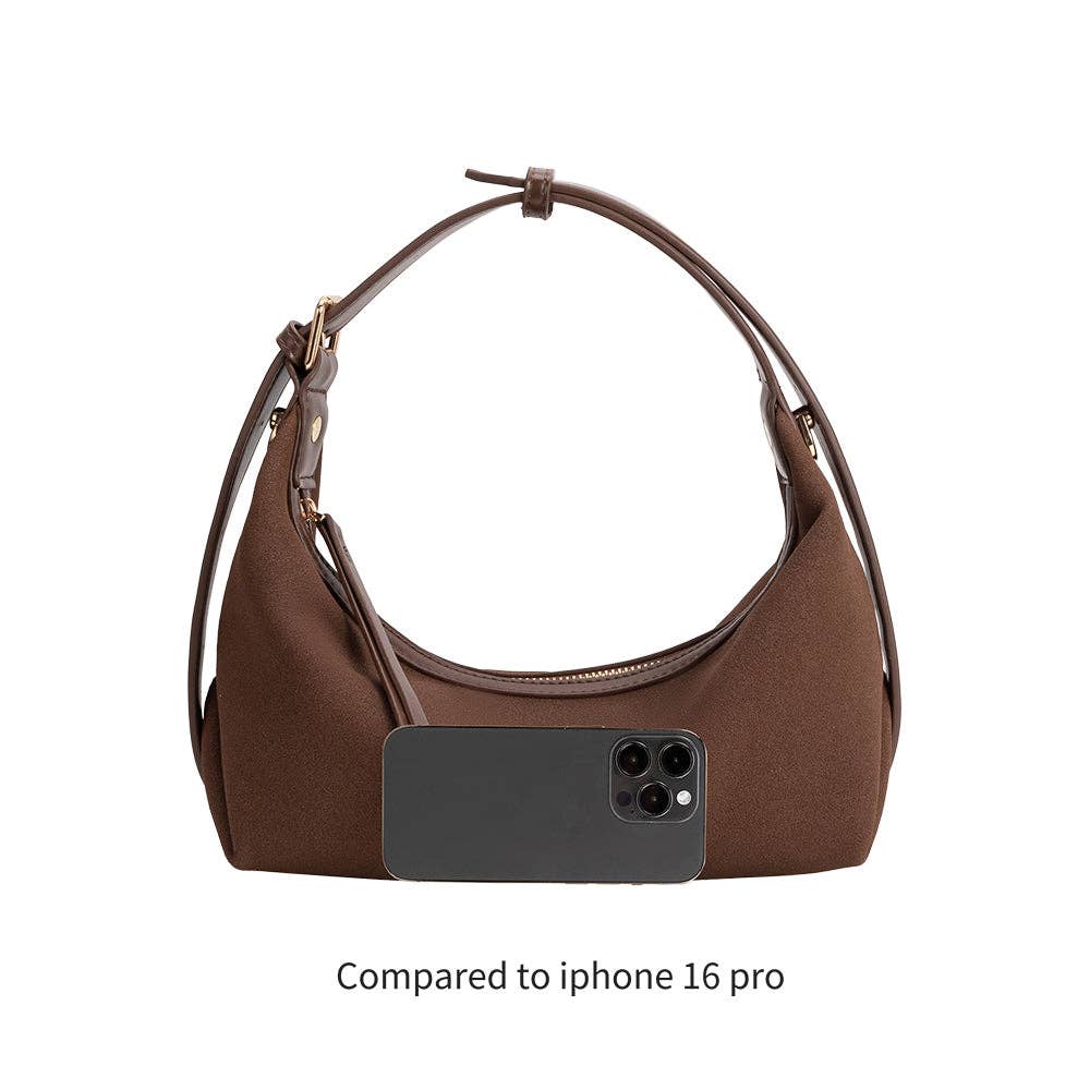 Lilith Brown Vegan Suede Top Handle Bag Pre-Oder 8/15