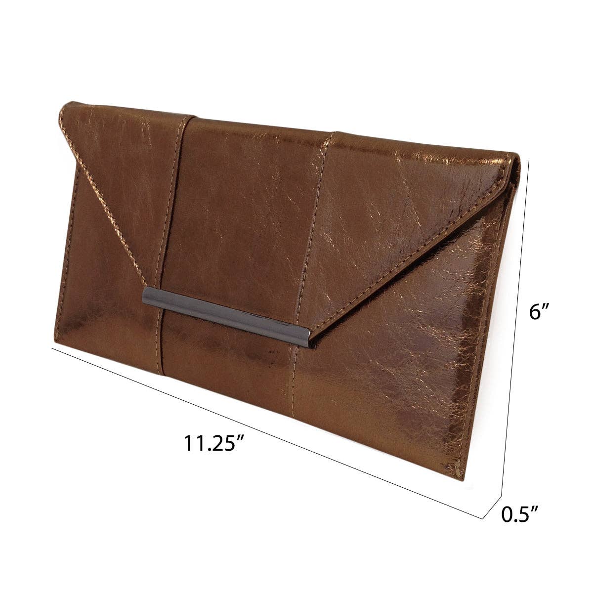 Crushed Metallic Evening Clutch: BRONZE