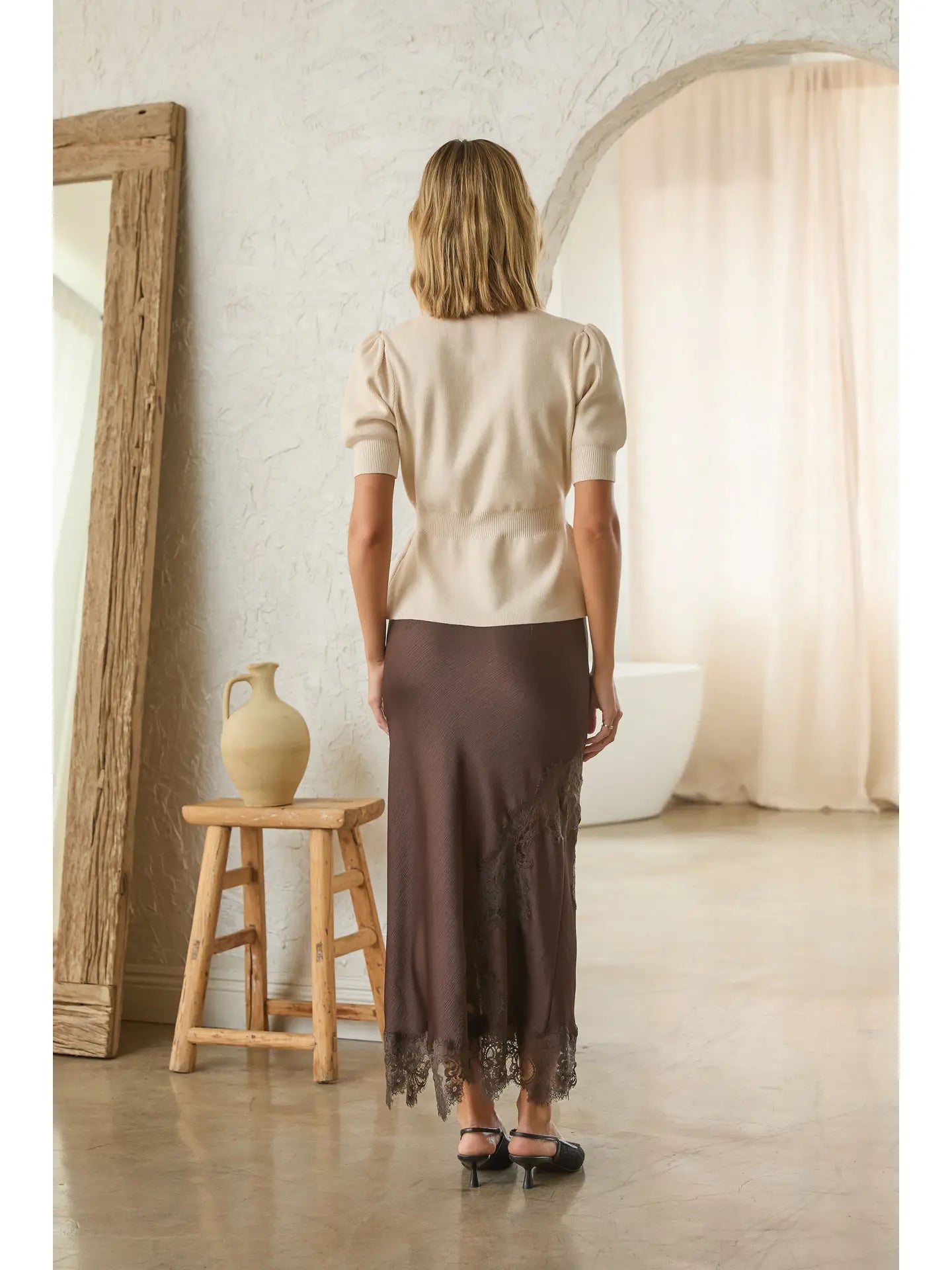 Espresso Lace Hem Skirt