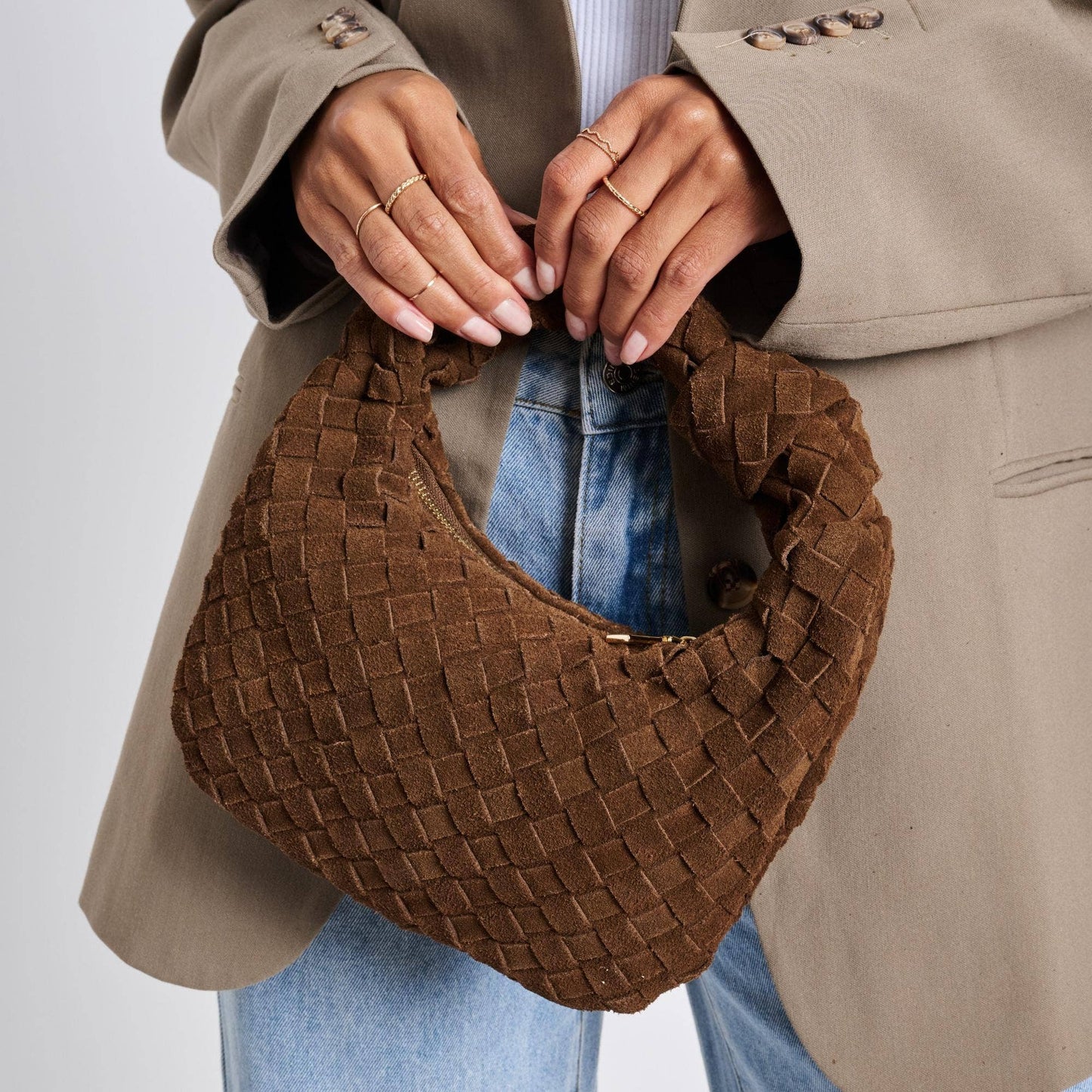 Autumn Woven Genuine Suede Leather Bag