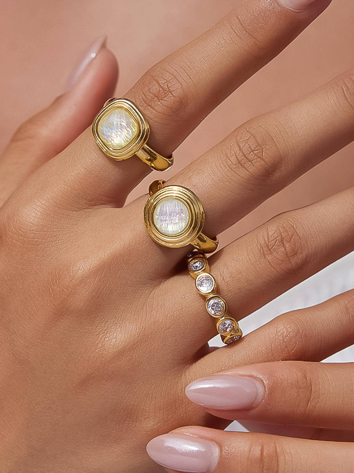 Lenna 18K Gold Non-Tarnish Bezel Eternity Ring