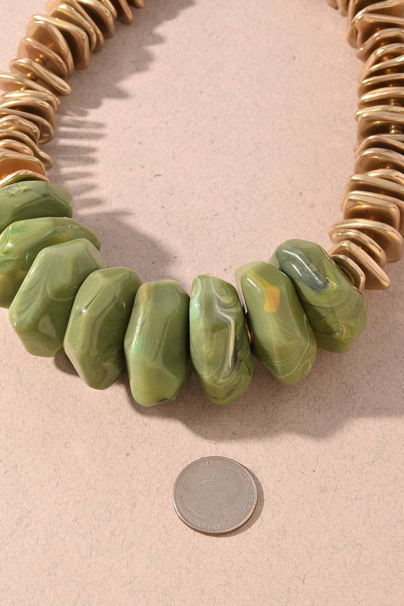 Chunky Resin Stone Statement Necklace