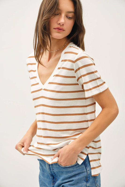 Linen Blend Striped Tee