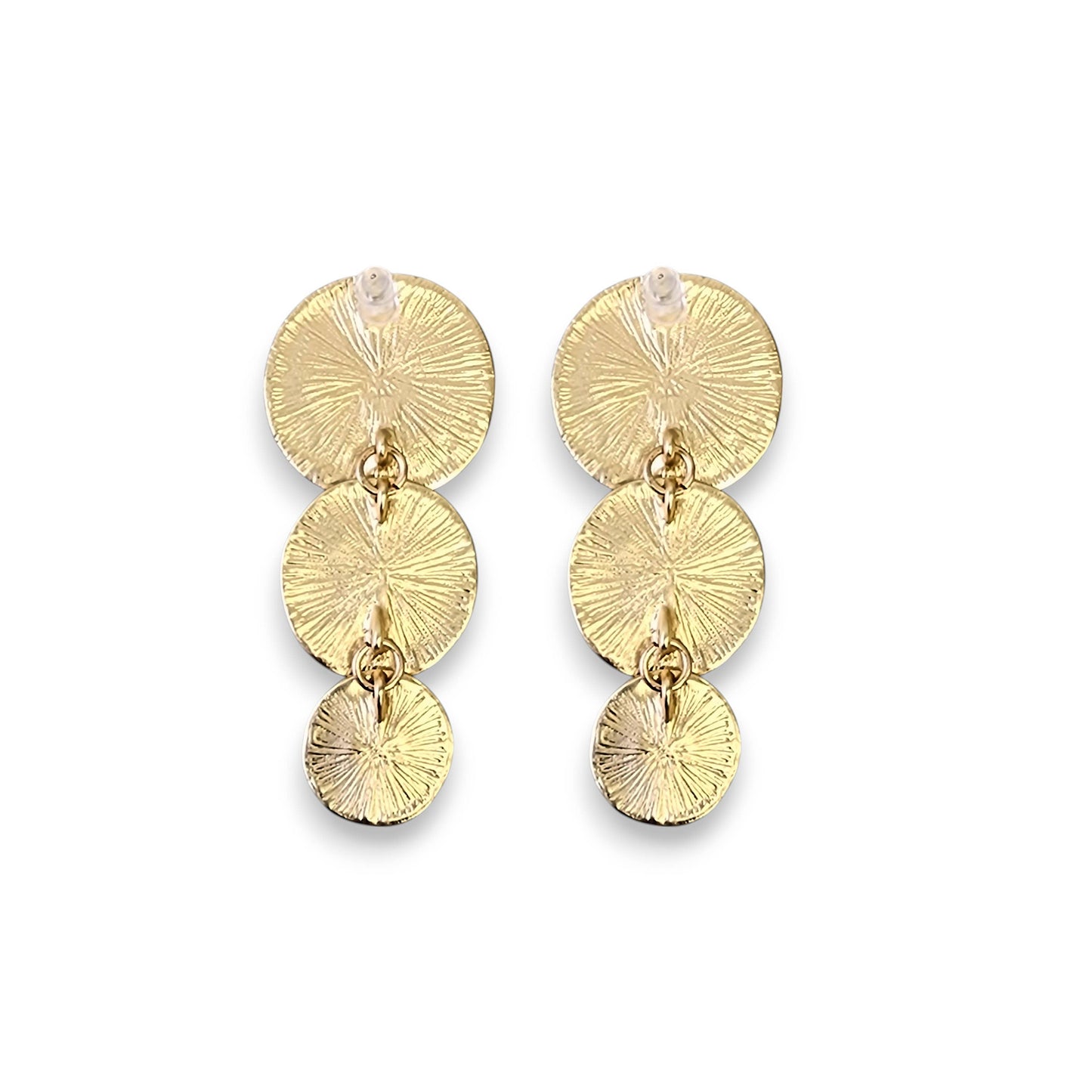 Gold Graduated Disc Statement Earrings