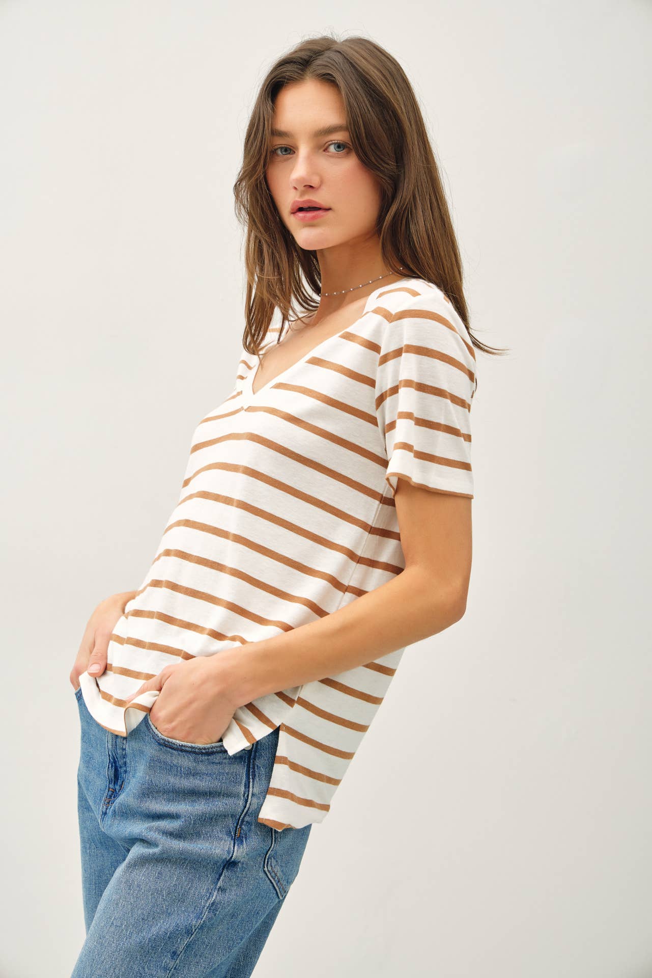 Linen Blend Striped Tee
