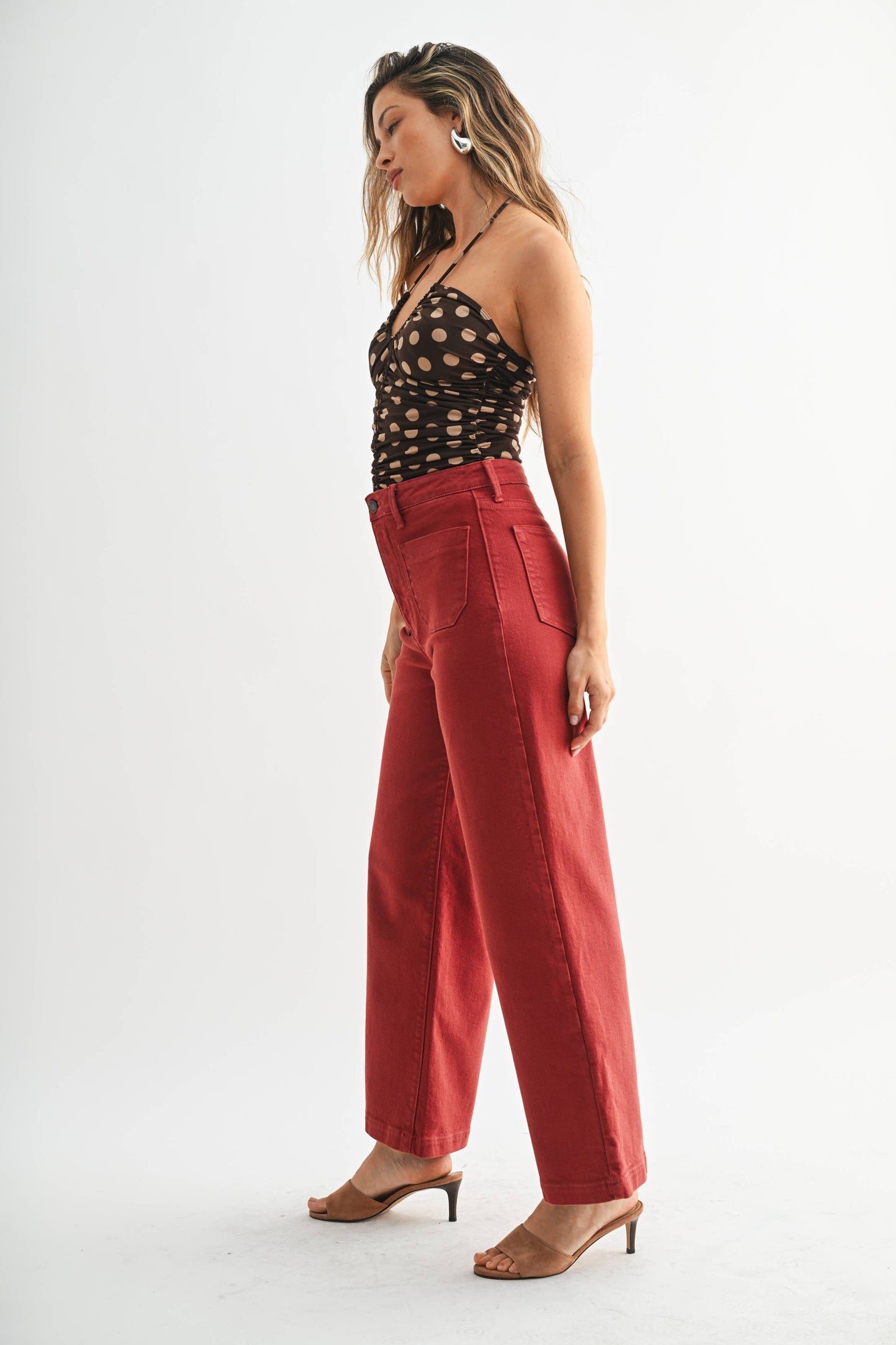 Patch Pocket Burgundy Denim