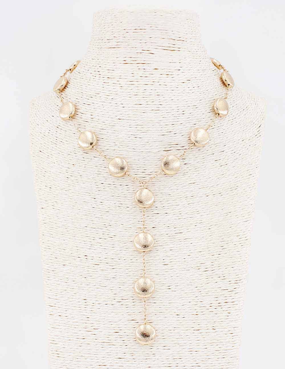Y Drop Gold Disc Necklace