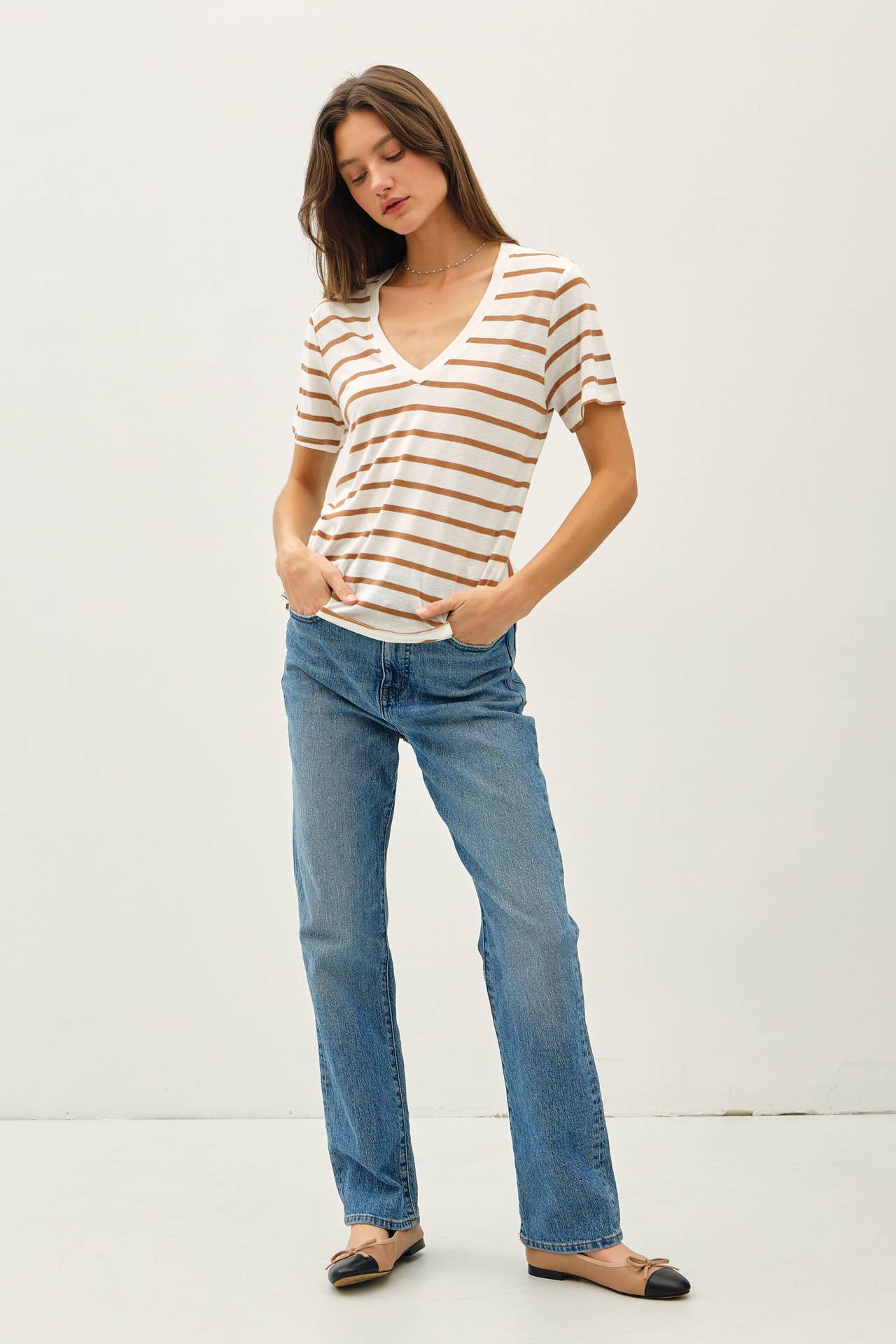 Linen Blend Striped Tee