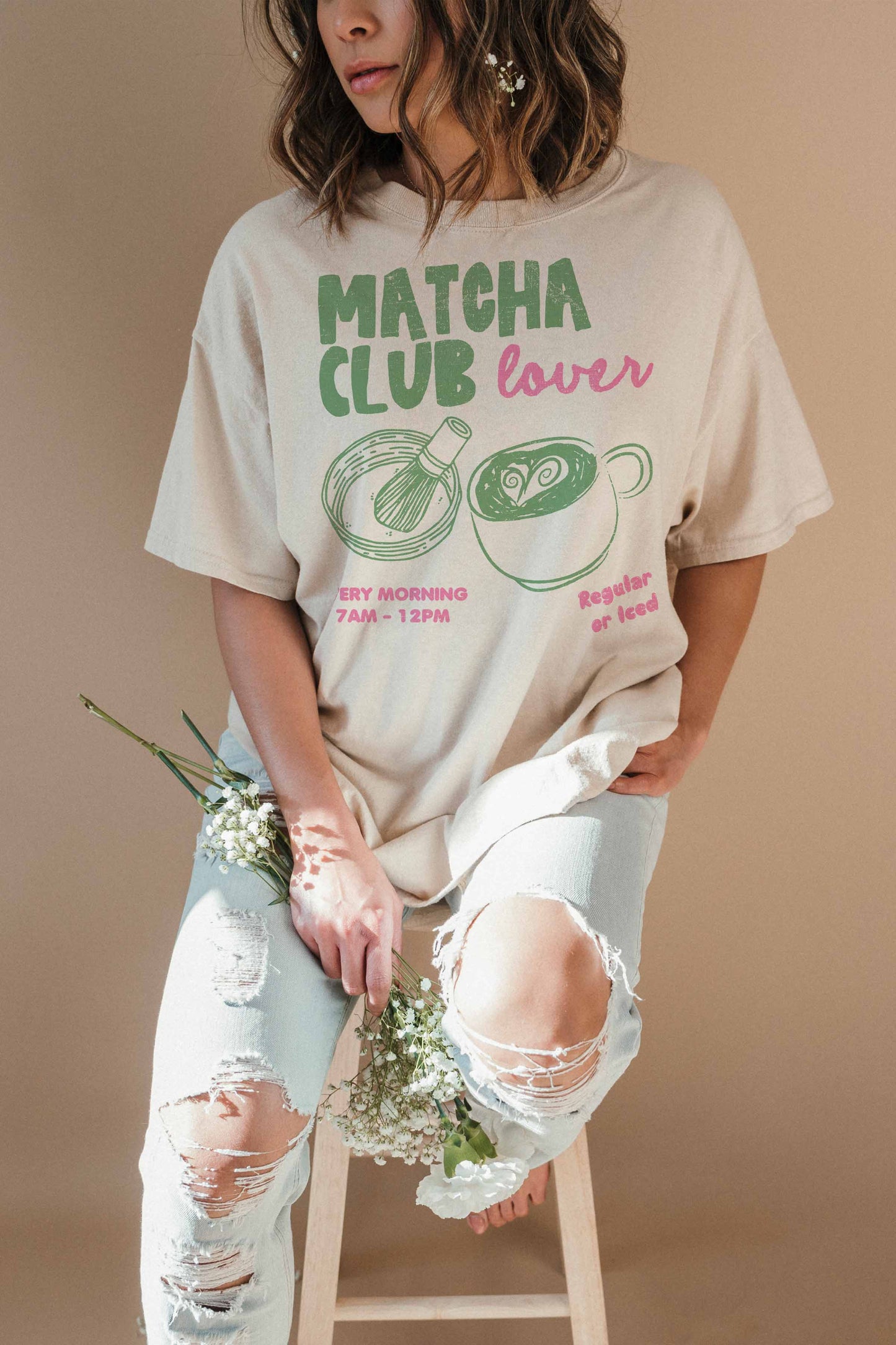 MATCHA CLUB OVERSIZED TEE: WHITE