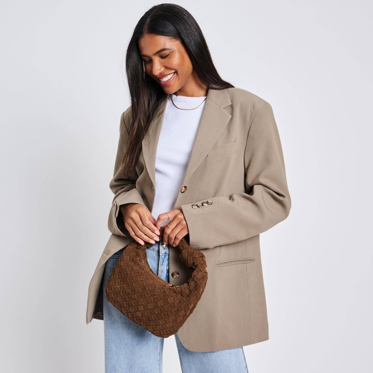 Autumn Woven Genuine Suede Leather Bag