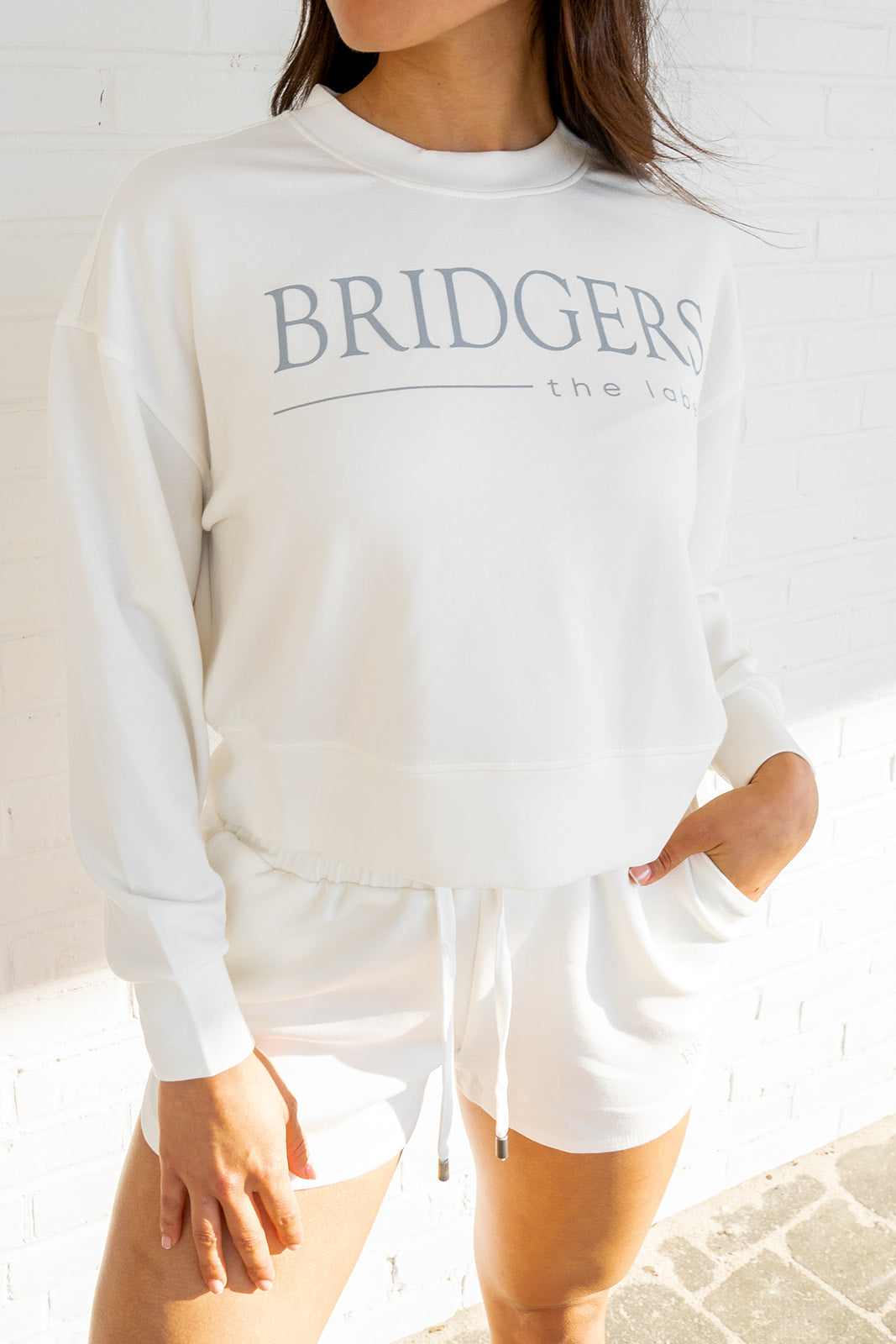 Bridgers Cropped Scuba Sweatshirt - White
