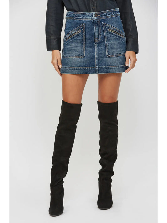 Zipped Denim Skirt