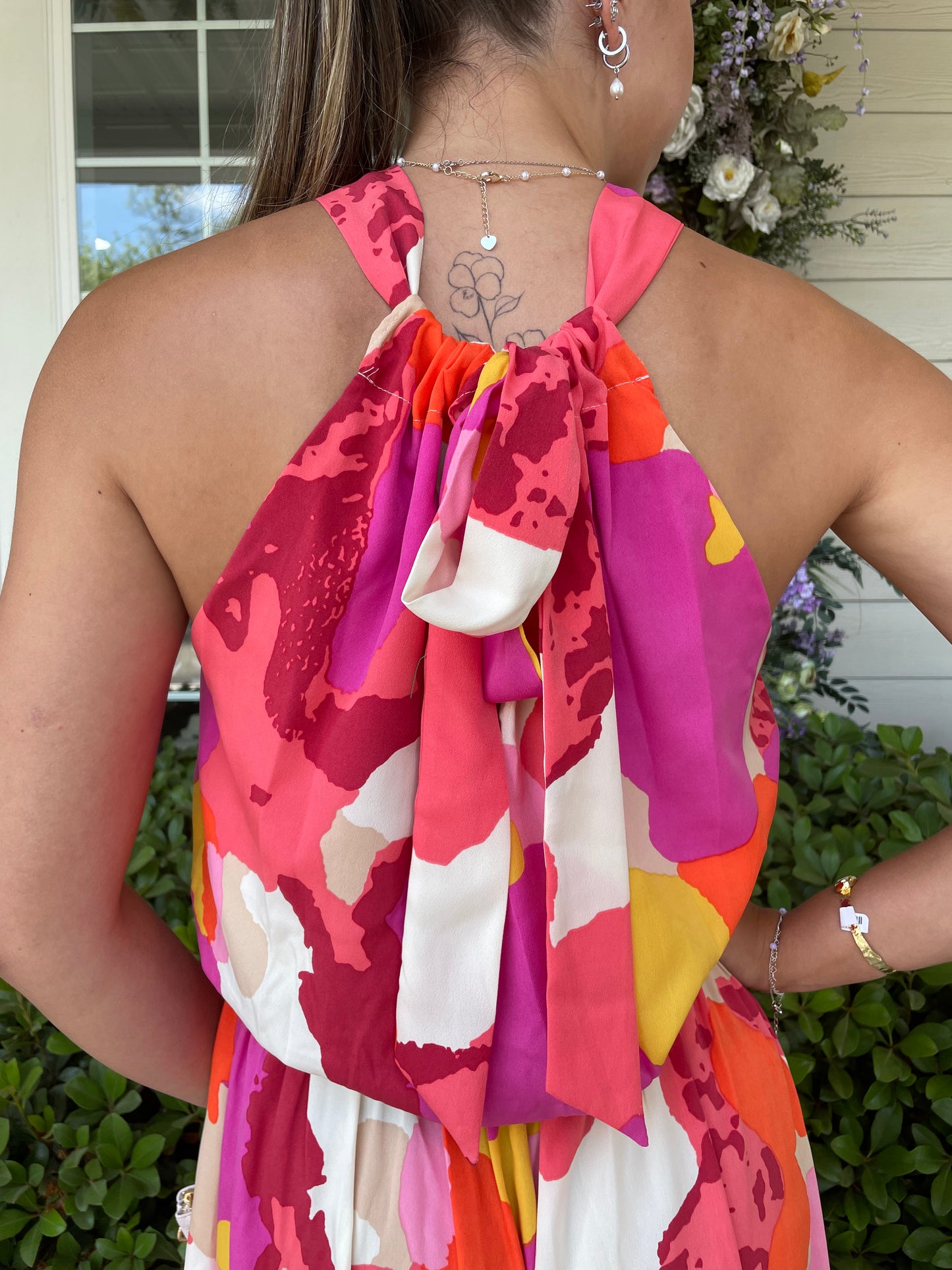 Koi Flower Print Halter Top