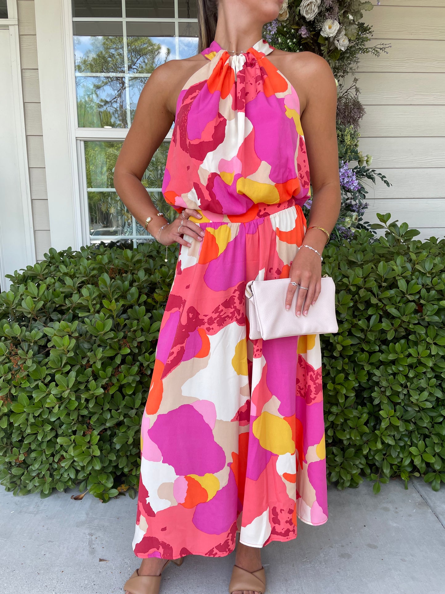 Koi Flower Print Halter Top