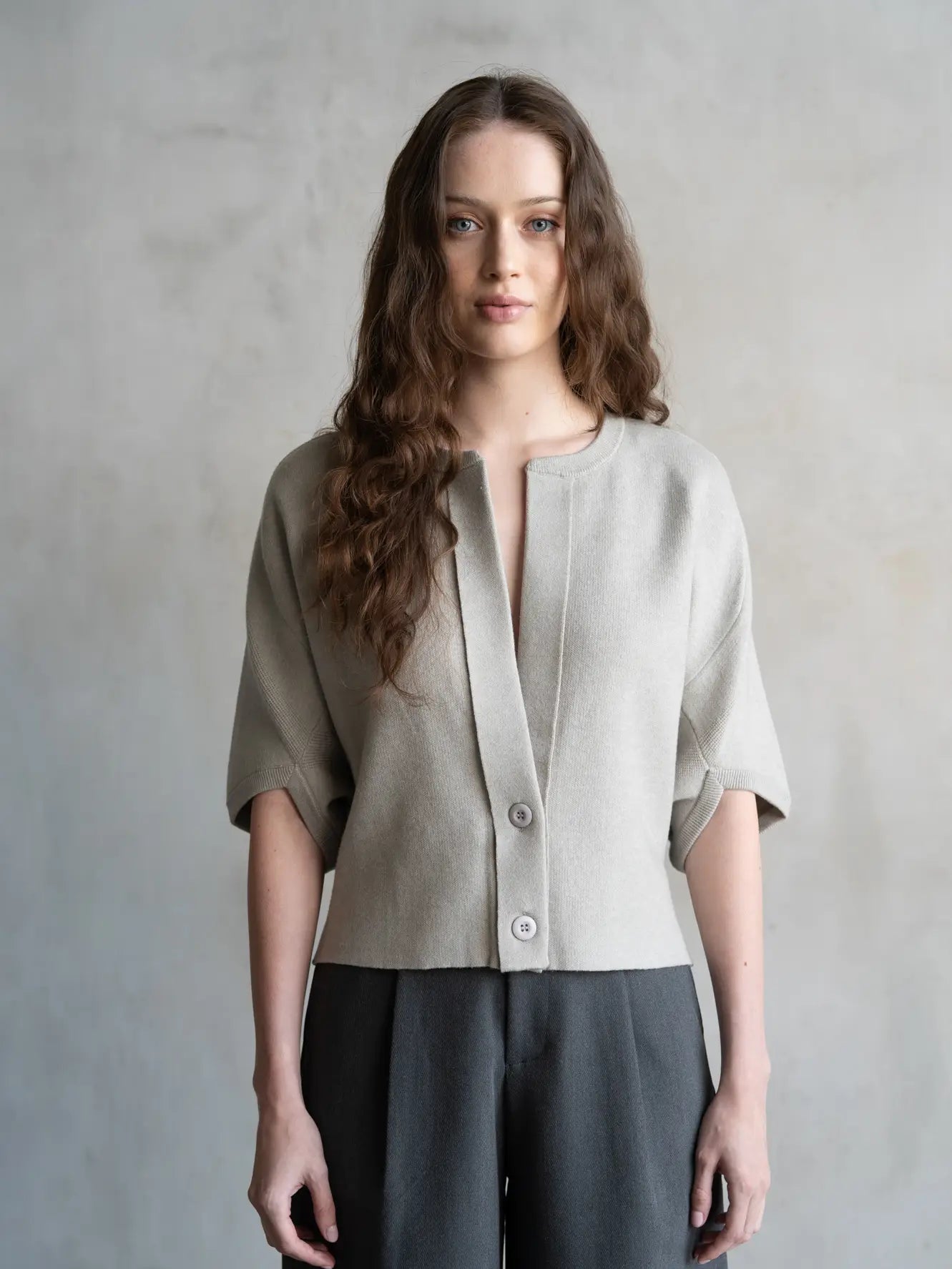 Double Button Cardigan - Gray