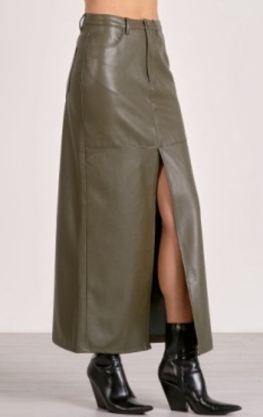 Pine Faux Leather Skirt