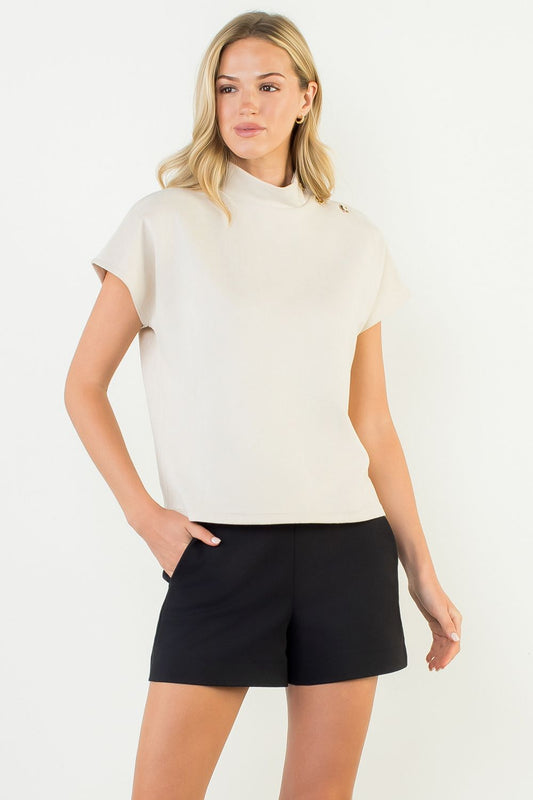 Gold Button Suede Top