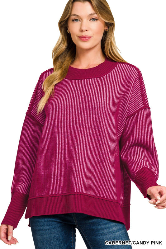 Two Tone Striped Sweater - 2 Colors
