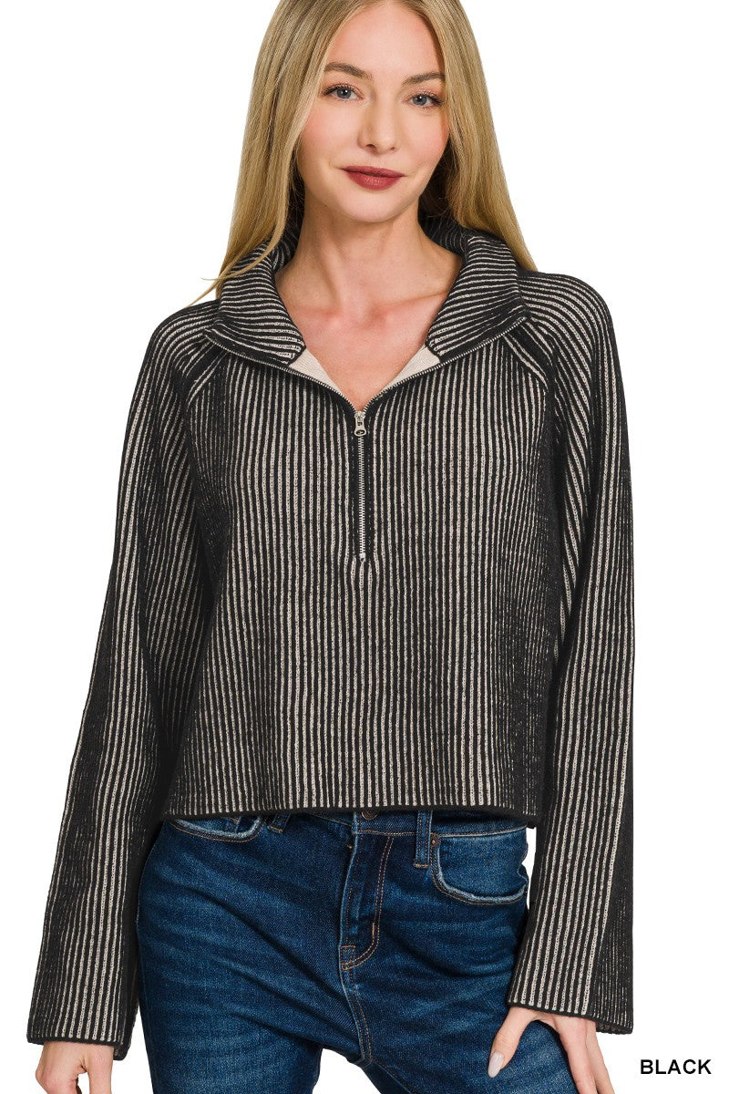 Two Tone Half Zip Pullover