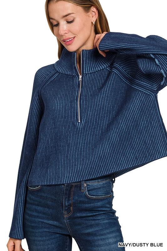 Two Tone Half Zip Pullover