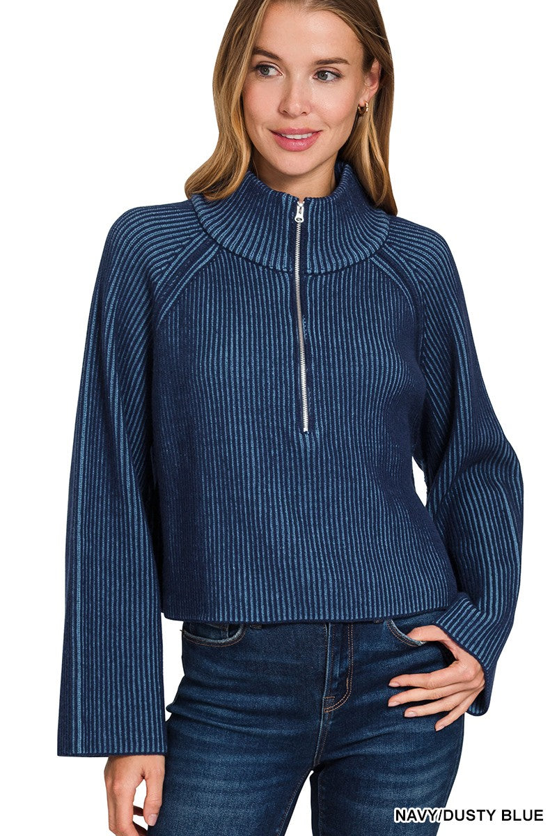 Two Tone Half Zip Pullover