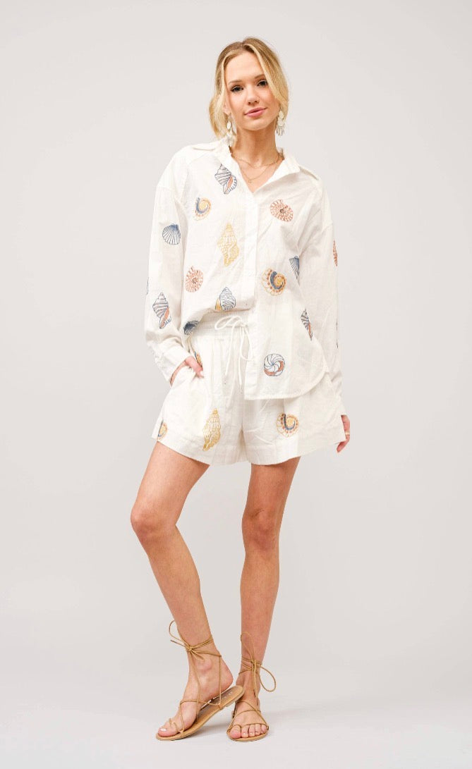 Seashell Button Front Top
