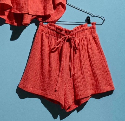 Coral Gauze Short