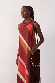 Lumini Draped Neck Tulle Maxi