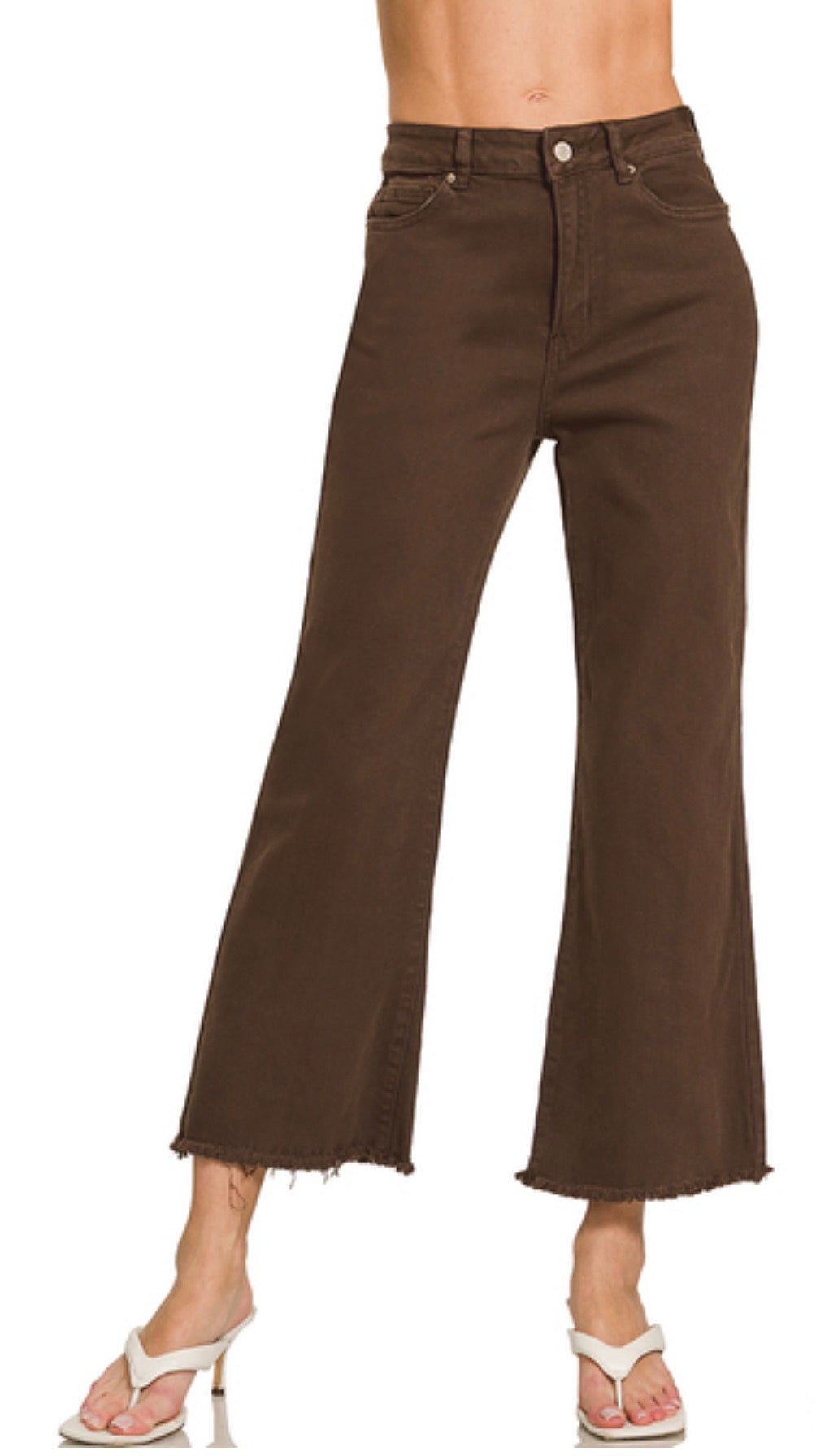Frayed Hem Denim - Chocolate