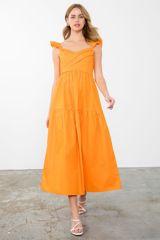 Tangerine Poplin Dress