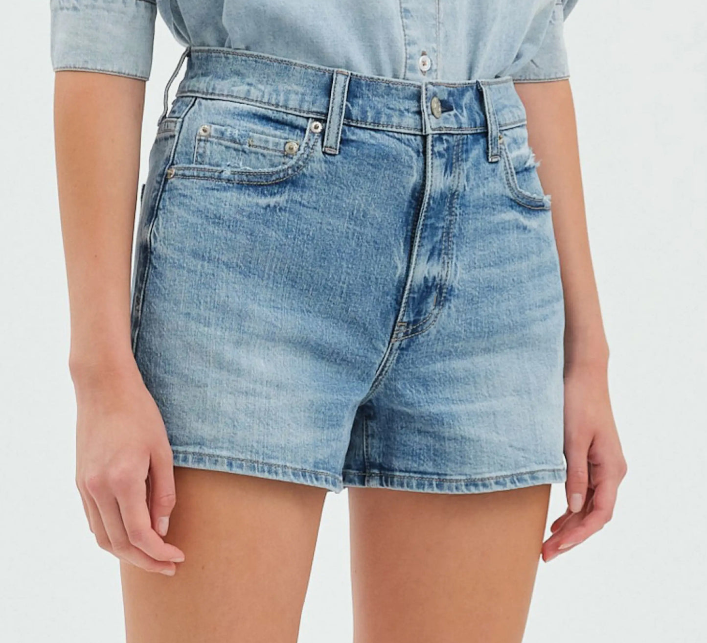Troublemaker High Waist Denim Short - Marine Vintage