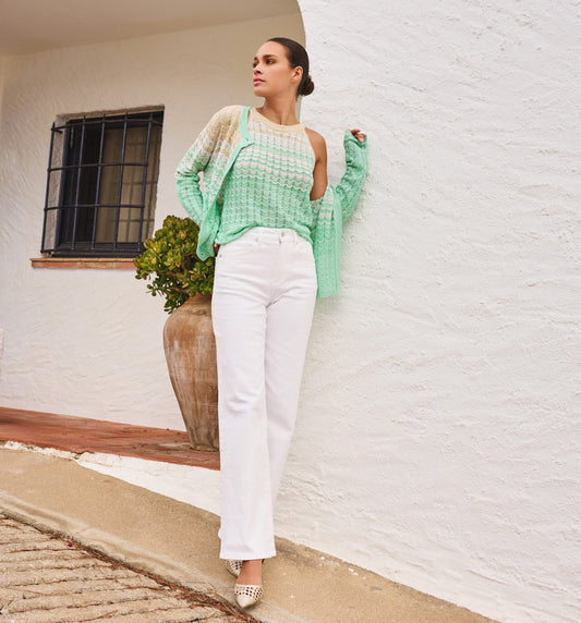 Multi Mint Lurex Cardigan