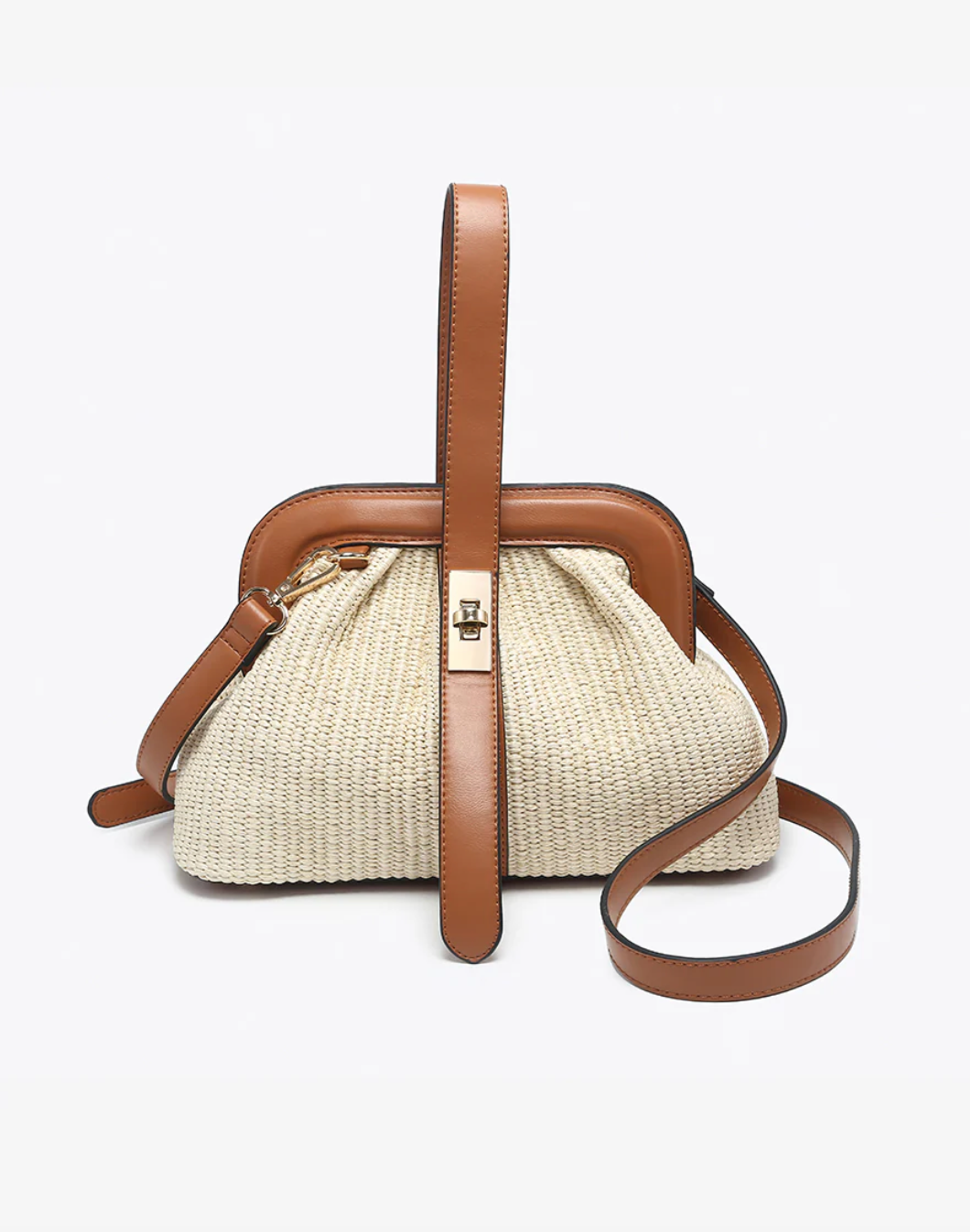 Sandy Vegan Straw Satchel
