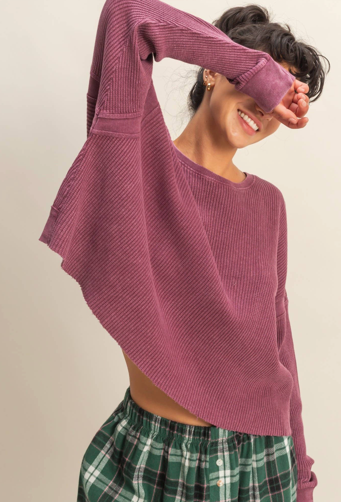 Waffled Open Back Tee - 2 Colors
