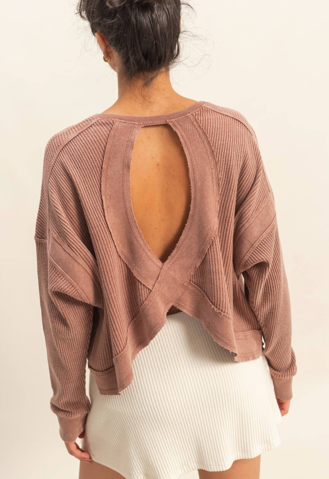 Waffled Open Back Tee - 2 Colors