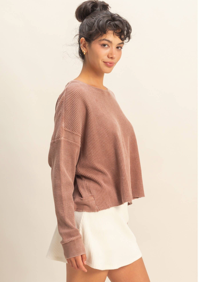 Waffled Open Back Tee - 2 Colors