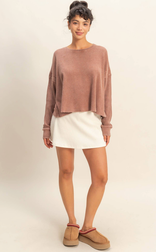 Waffled Open Back Tee - 2 Colors