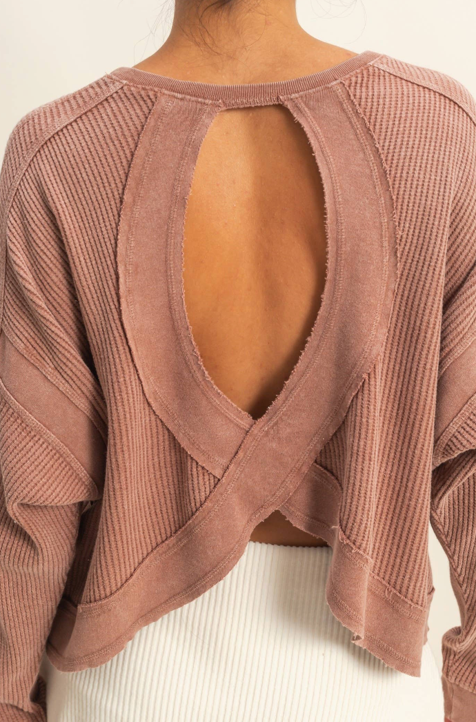 Waffled Open Back Tee - 2 Colors