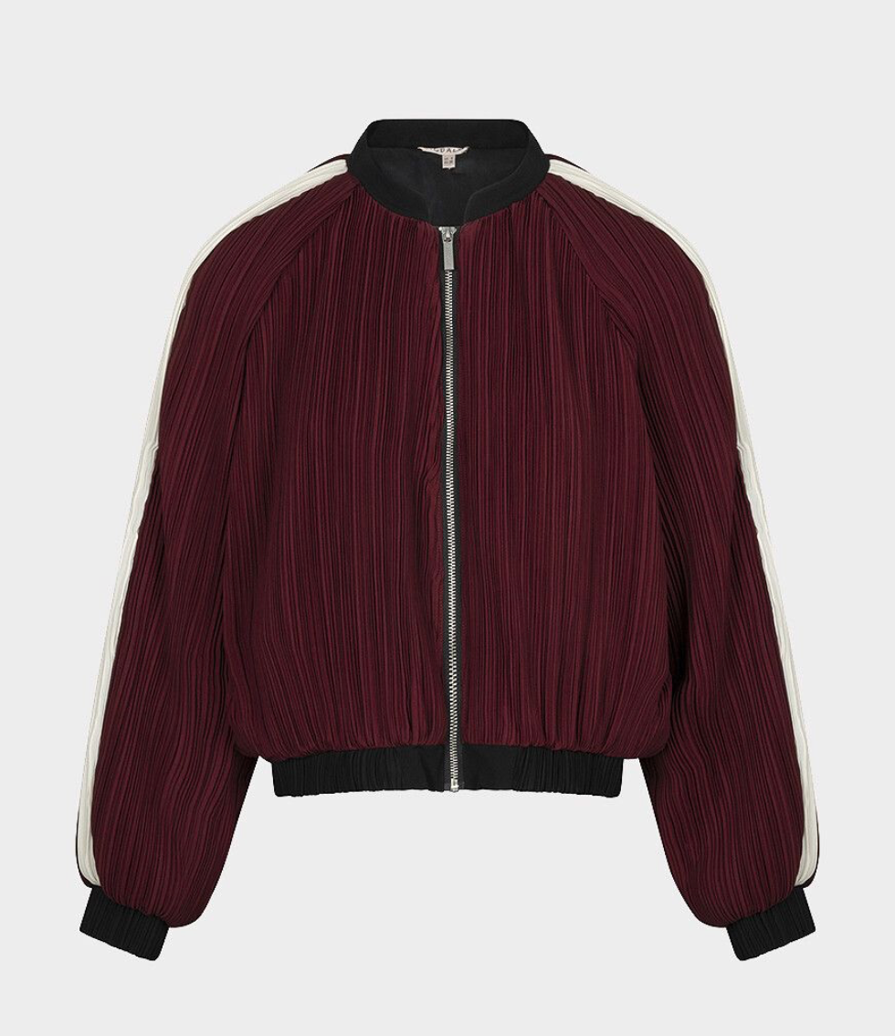Merlot Plisse Bomber Jacket