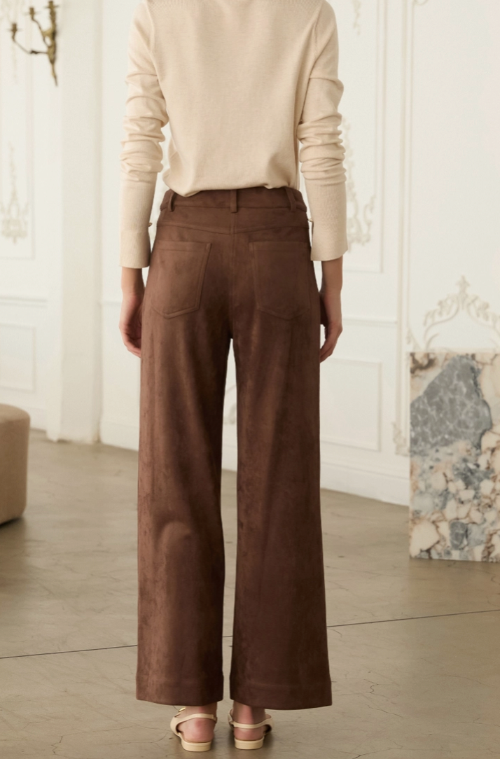 Faux Suede Wide Legged Pant