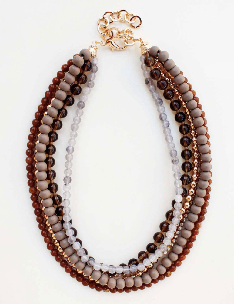 Layered Bead Necklace - Multiple Colors