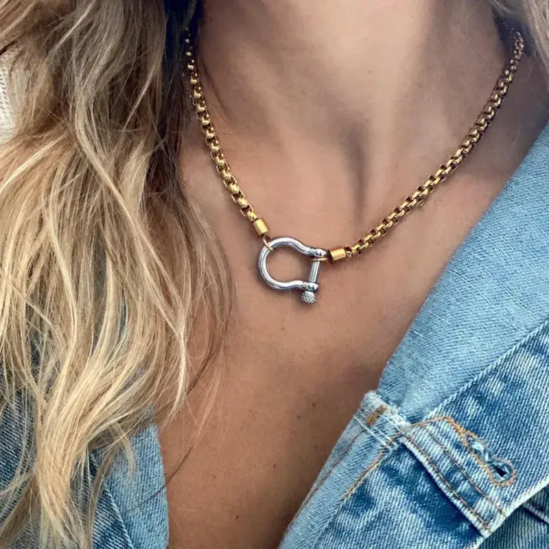 18K Gold Plated Stainless Steel Rope Buckle Necklace - 3 Options