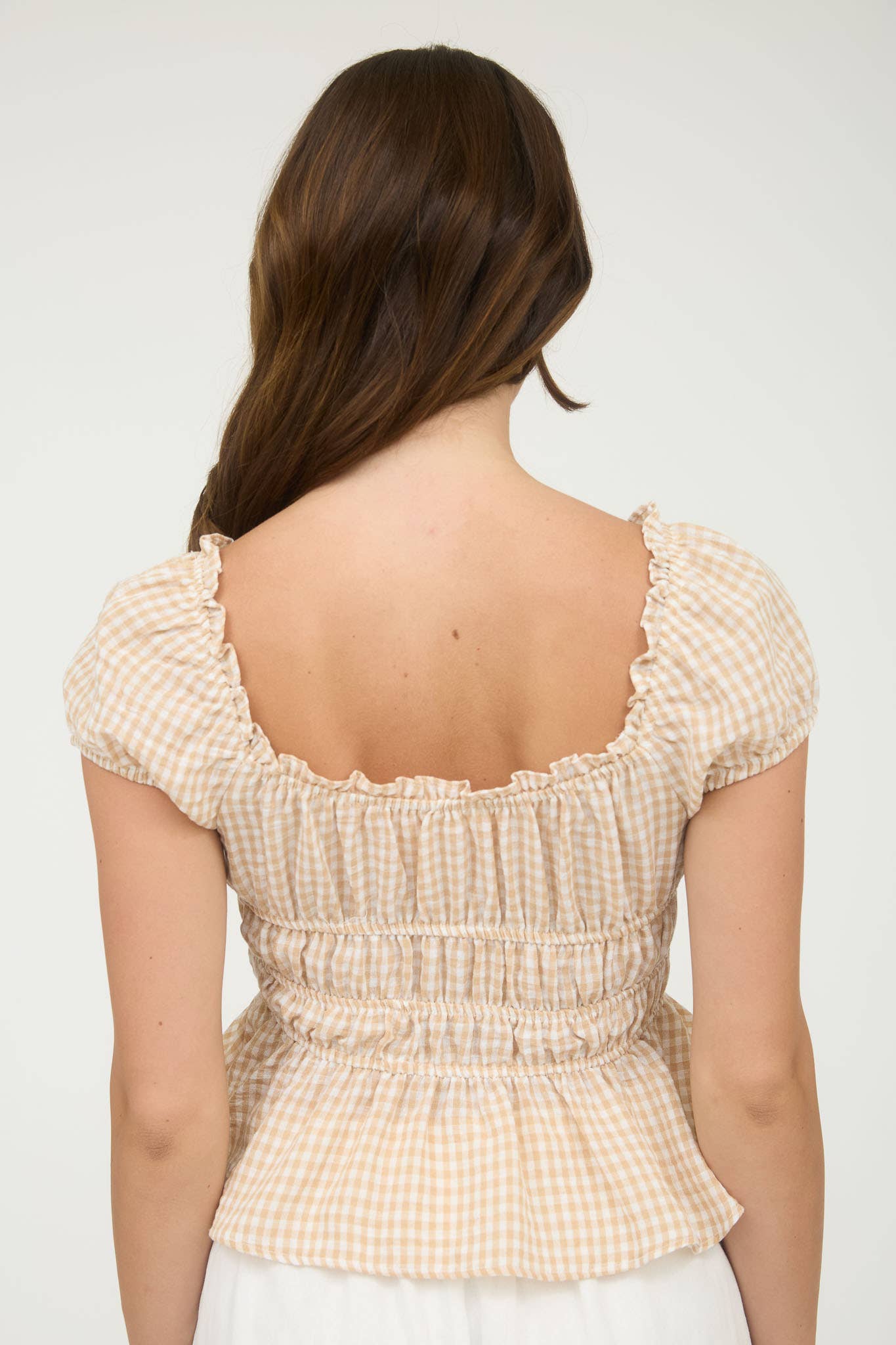 Gingham Shirred Top