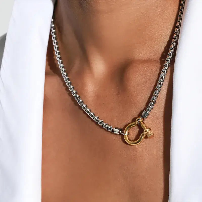 18K Gold Plated Stainless Steel Rope Buckle Necklace - 3 Options
